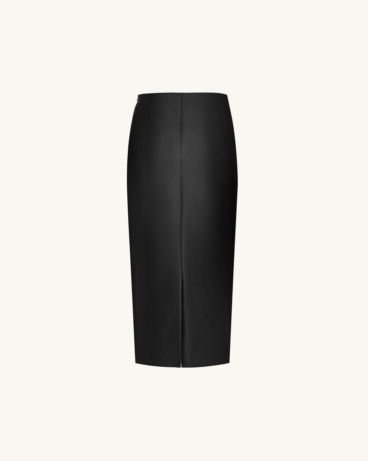 Iris Floral-Print High Waist Pencil Leather Midi Skirt - Black