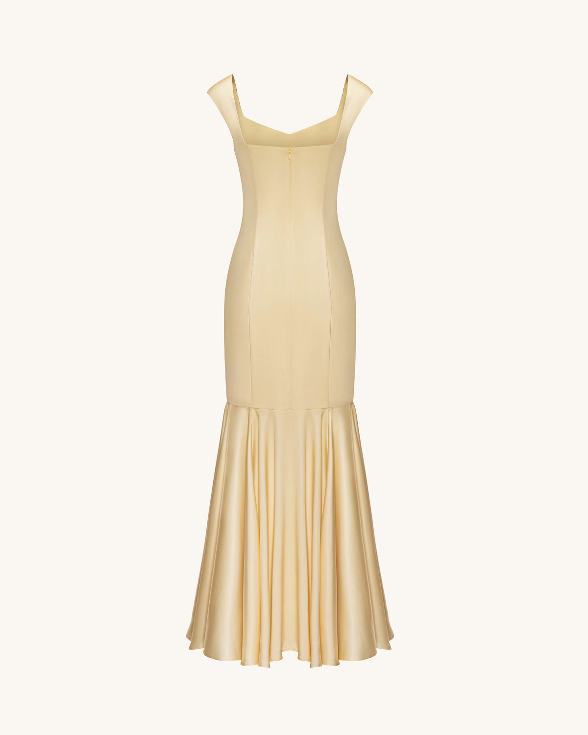 Iris Print Satin Mermaid Maxi Dress - Soft Yellow