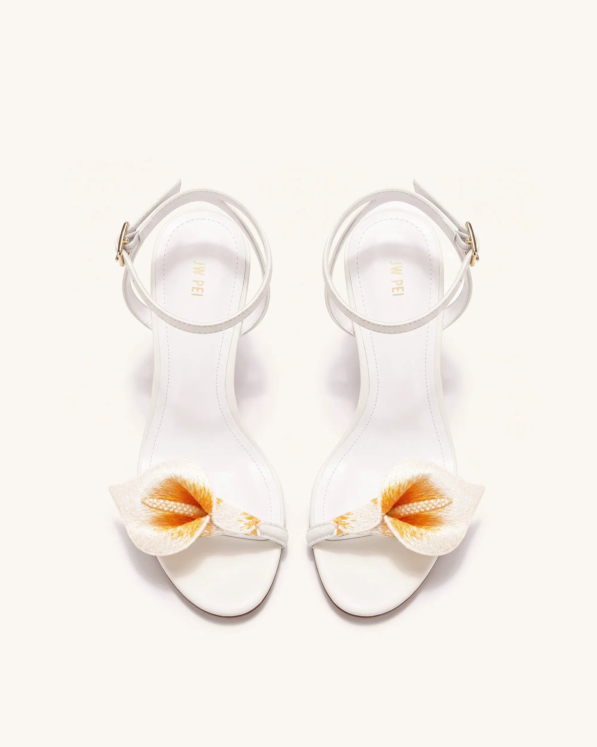 Alivia Calla Lily Gold Metal Heel Sandals - White