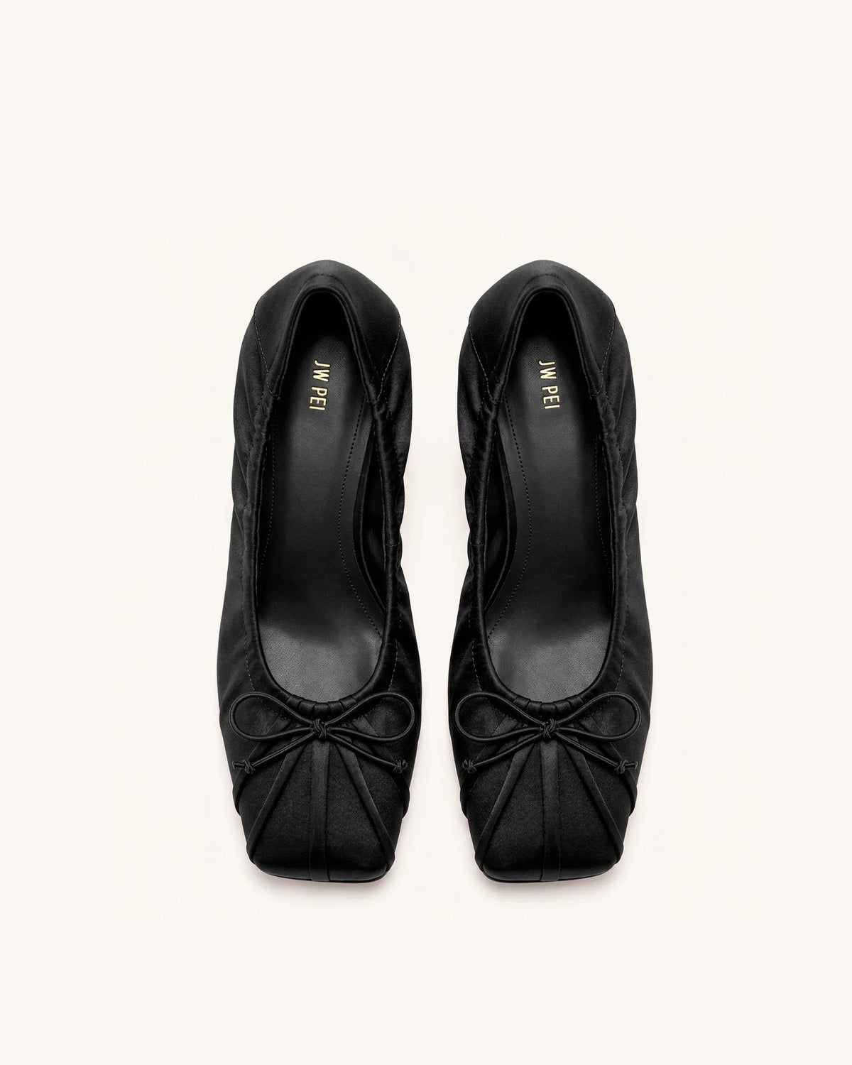 Solenne Satin Bow Ruched Pumps - Black