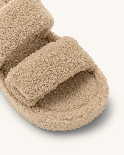 Lexi Faux Fur Platform Sandal - Beige