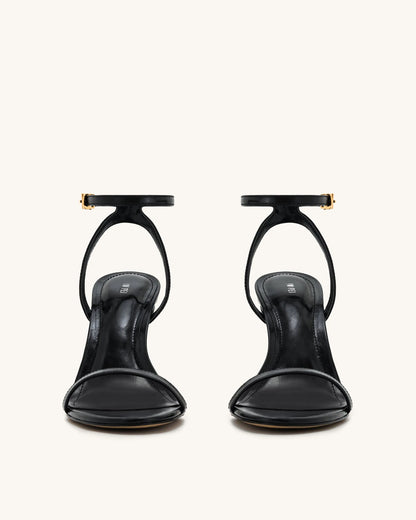 Alivia Gold Metal Heel Sandals - Black