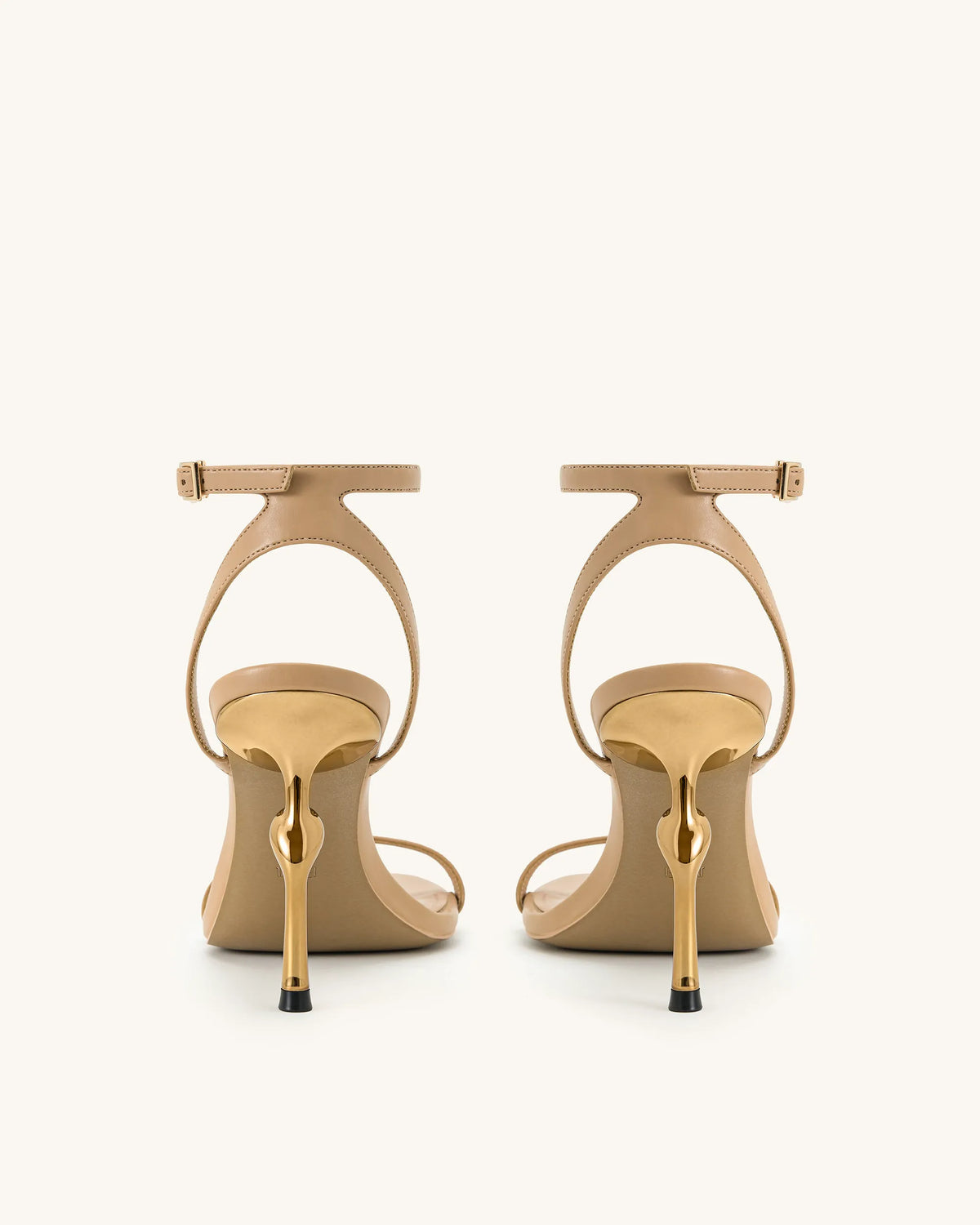 Alivia Gold Metal Heel Sandals - Khaki