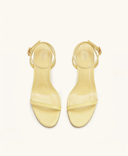 Alivia Gold Metal Heel Sandals - Pale Yellow