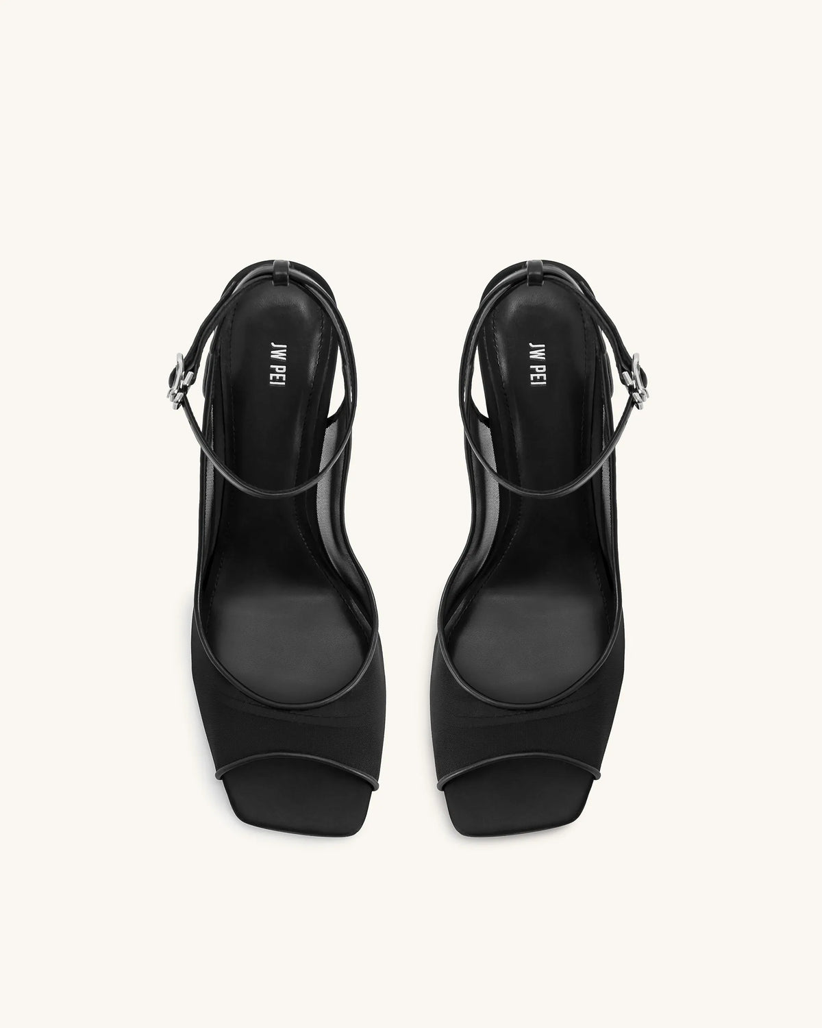 Serenity Open Toe Mesh Slingback Sandals - Black