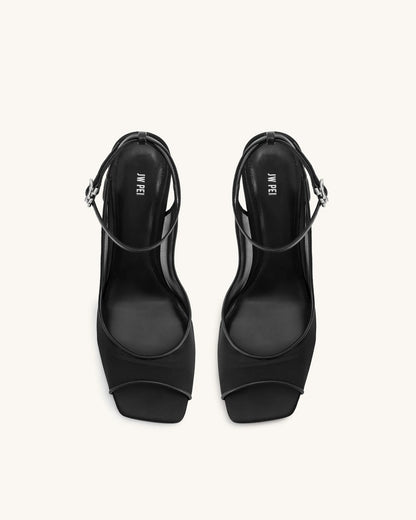 Serenity Open Toe Mesh Slingback Sandals - Black