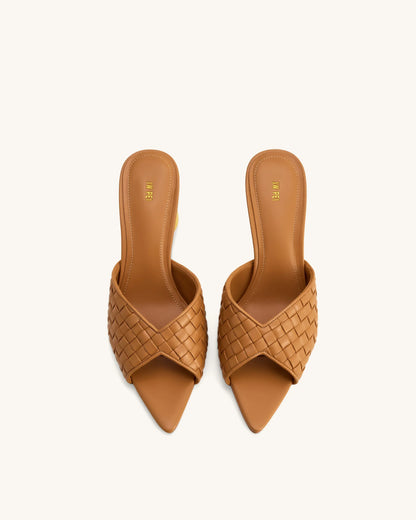 Ellie Braided Sphere Heel Mules - Khaki