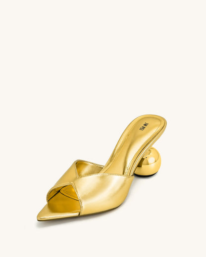 Ellie Sphere Heel Mules - Gold