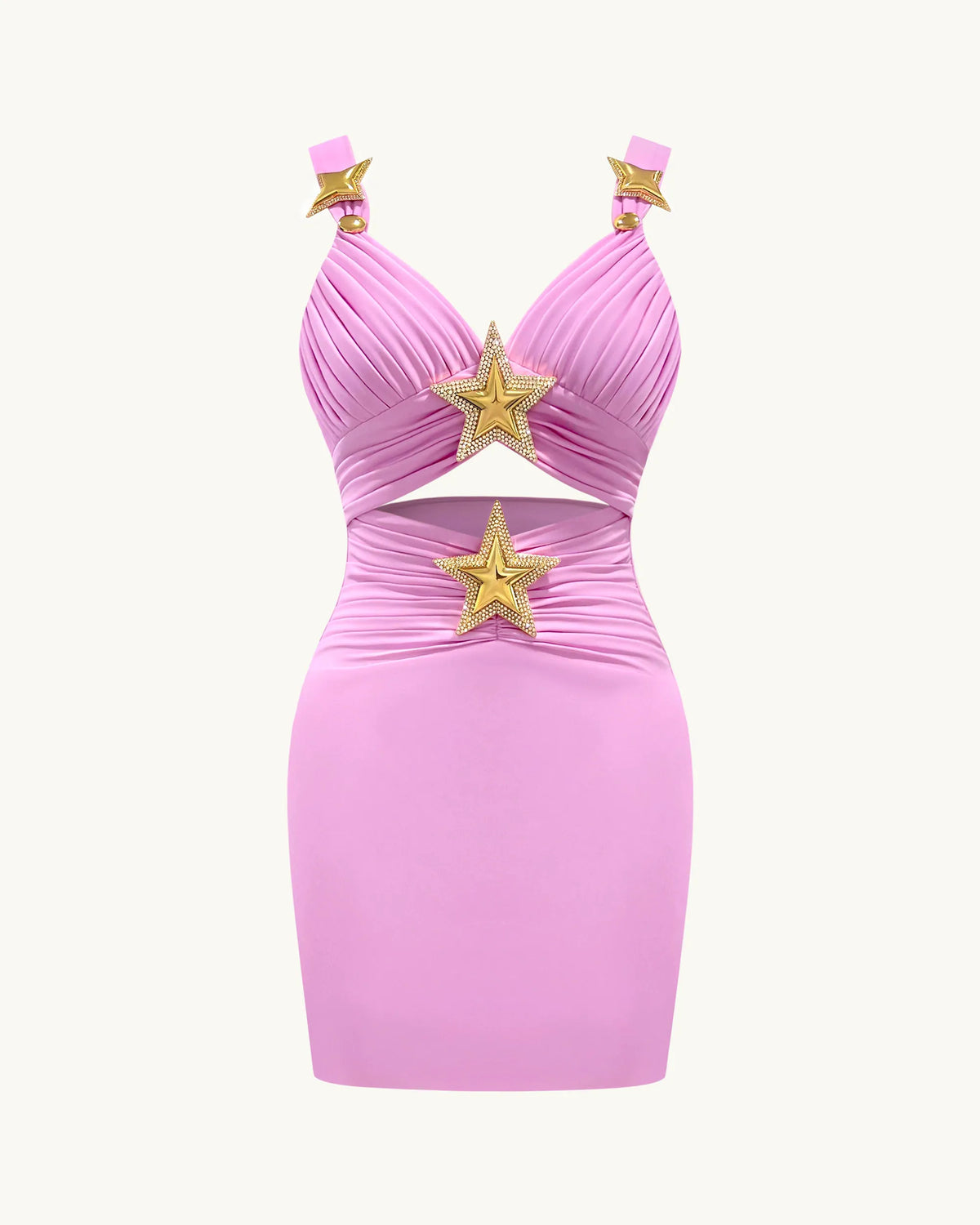 Mini Dress with Star Details - Pink
