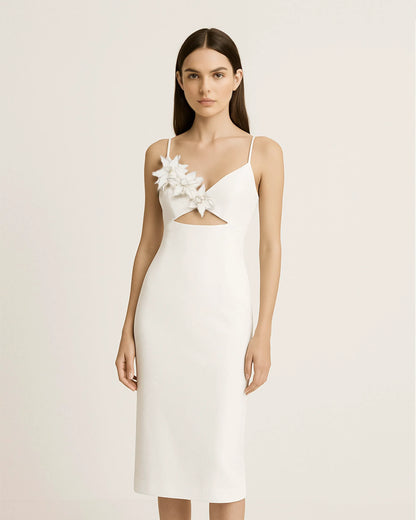 Bloom-Cut Contour Dress - White