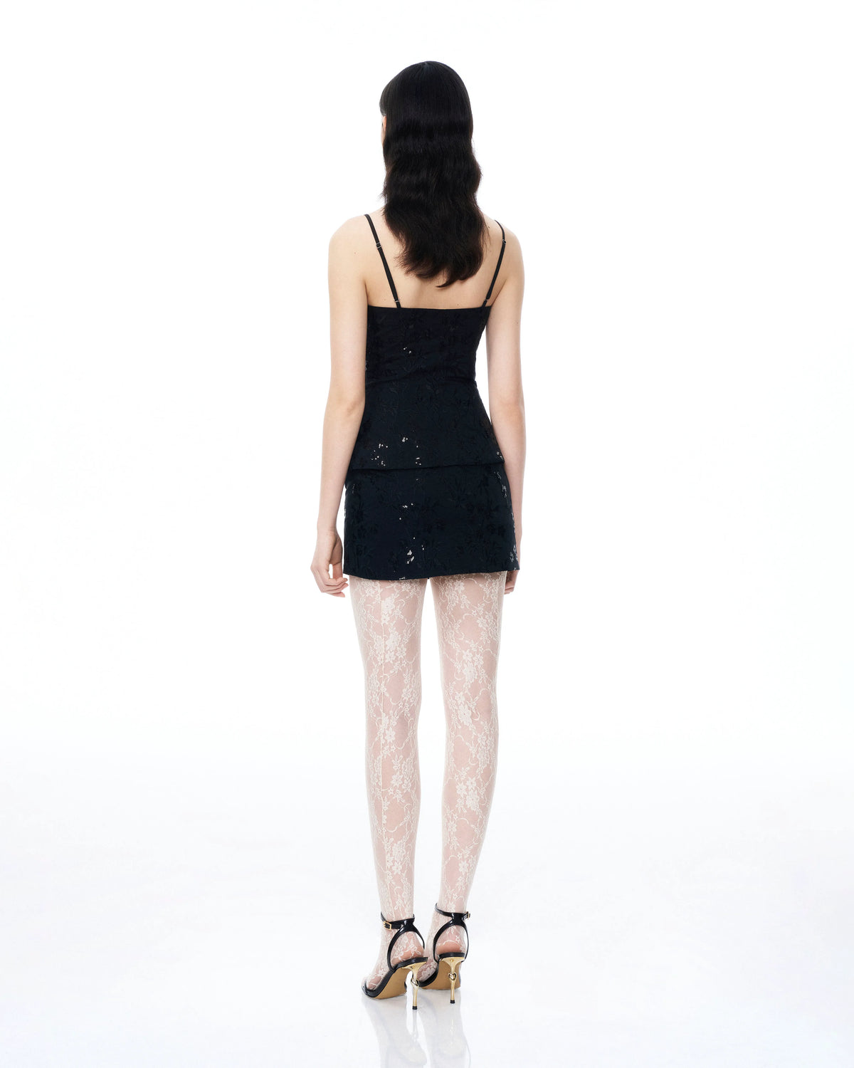 Seilena 3D Floral Sequin Mini Suits - Black