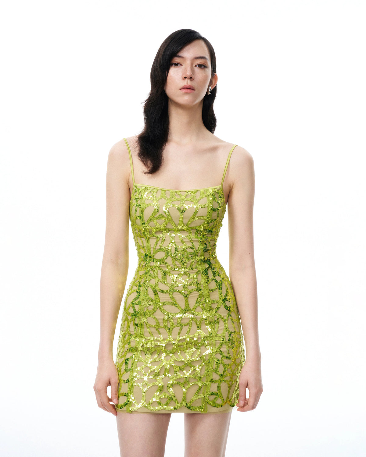 Aurelia Sequin Mini dress - Lime Green