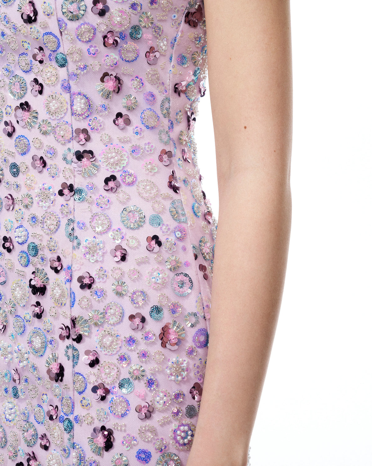 Esme Floral Sequin Embroidered Mini Dress - Purple