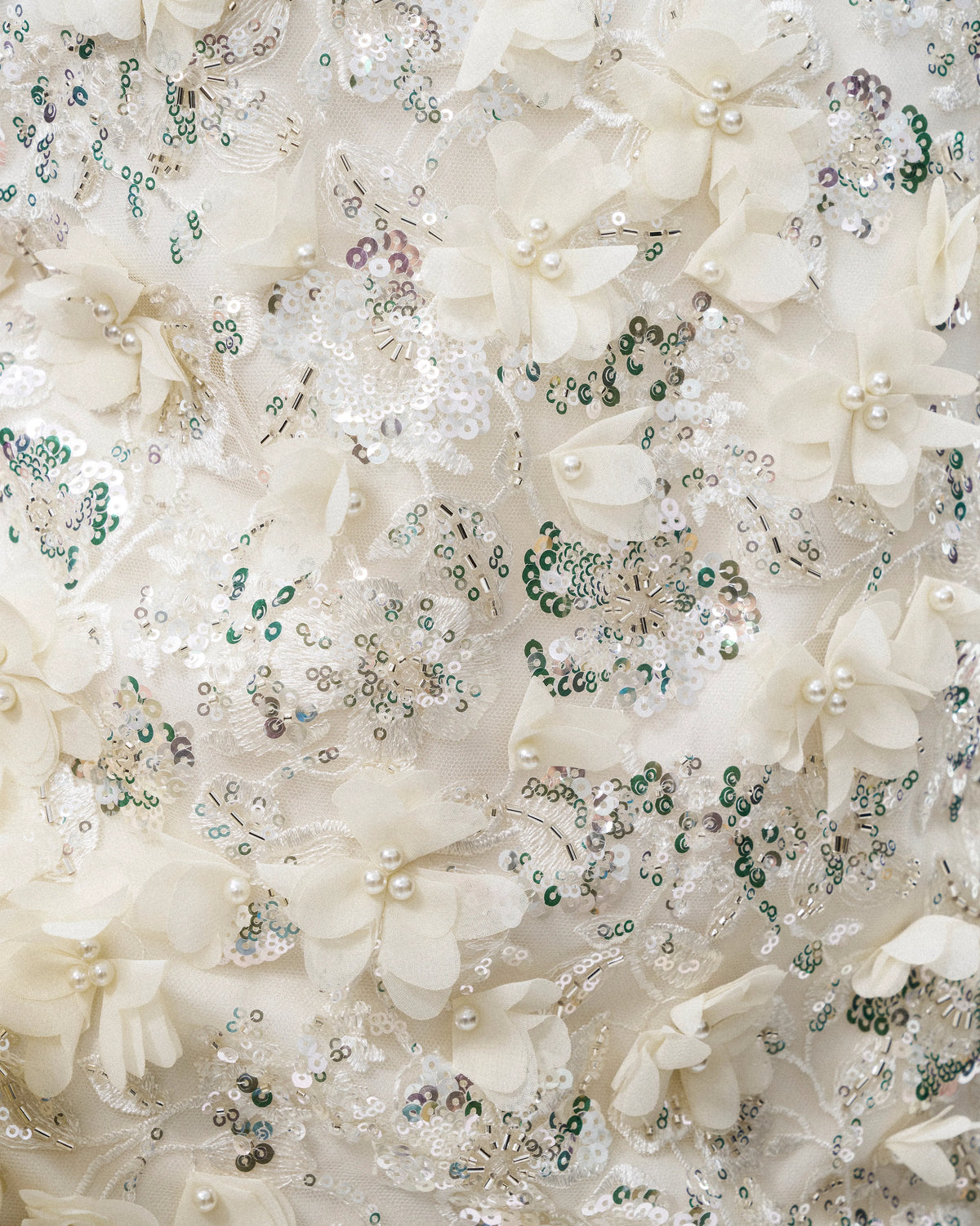 Galadriel 3D Floral Sequin Maxi Dress - White