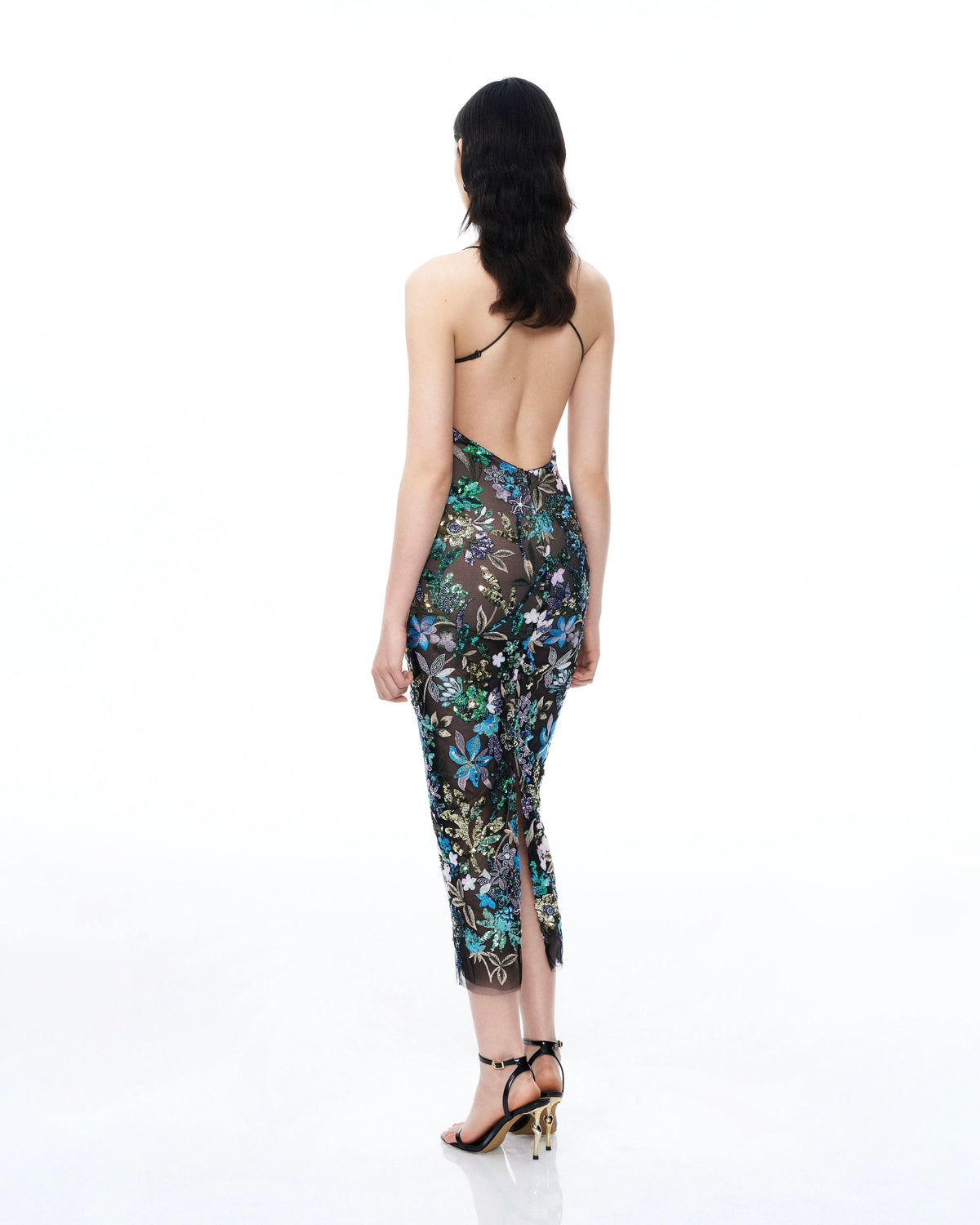 Isadora Floral Sequin Dress - Black Multi