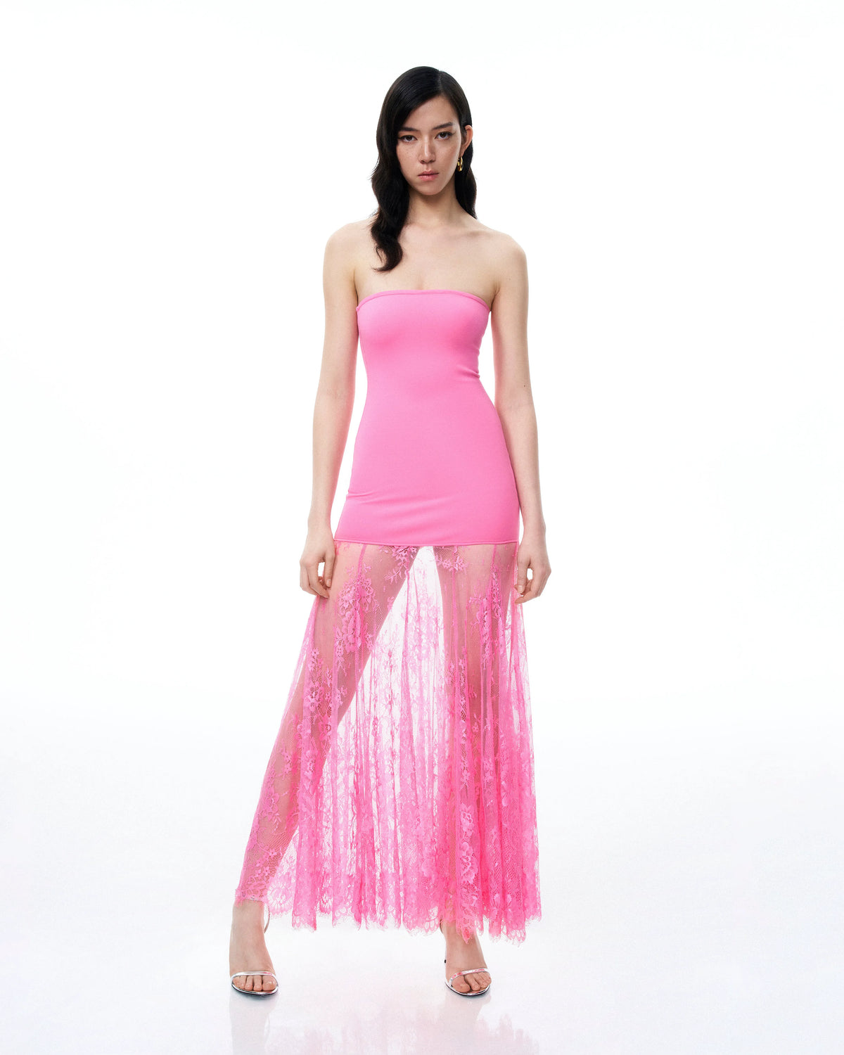 Evadne Floral Lace Dress - Pink