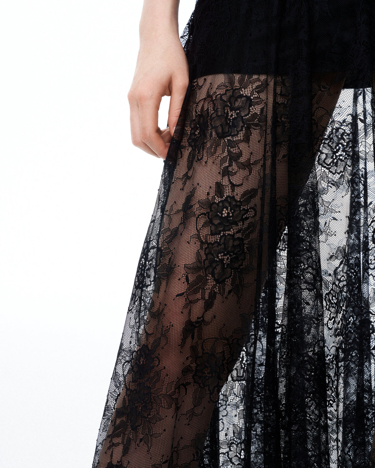 Indigo Floral Lace Dress - Black