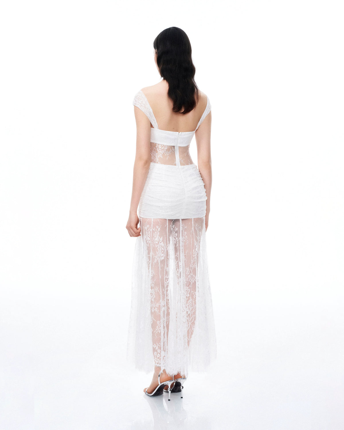 Fiorentina 3D Floral Lace Dress - White