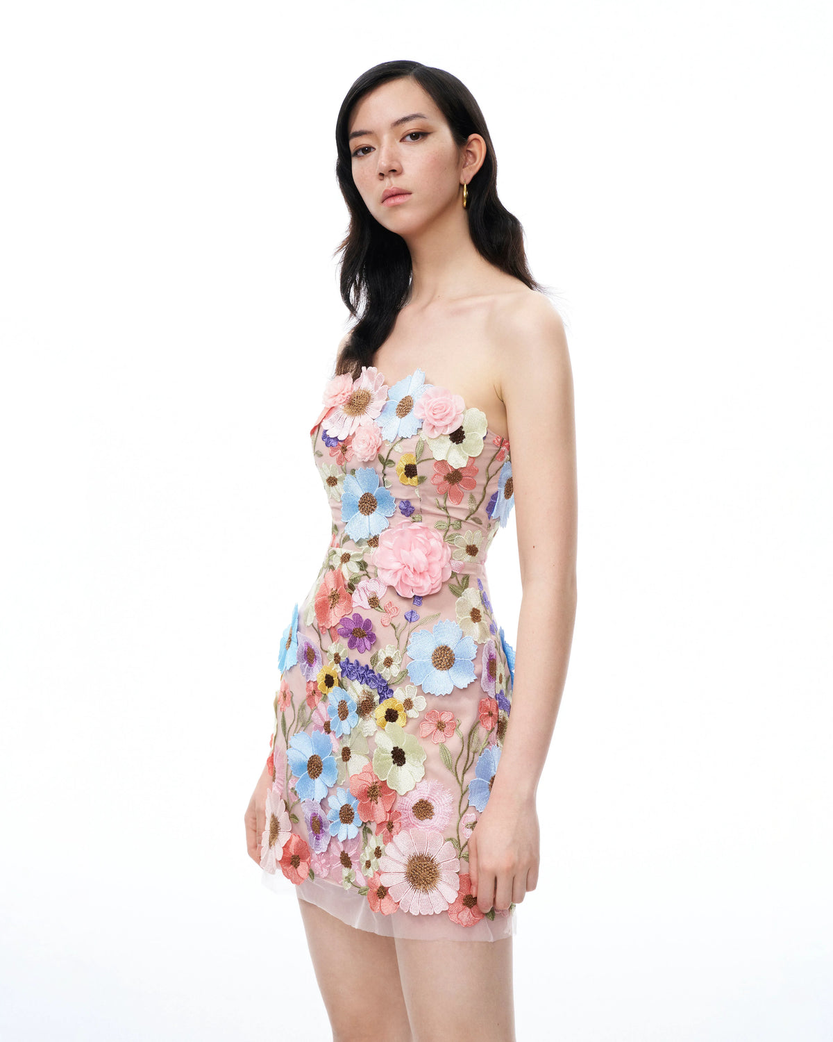 Odalys Floral Embroidered Mini Dress - Pastel Multi