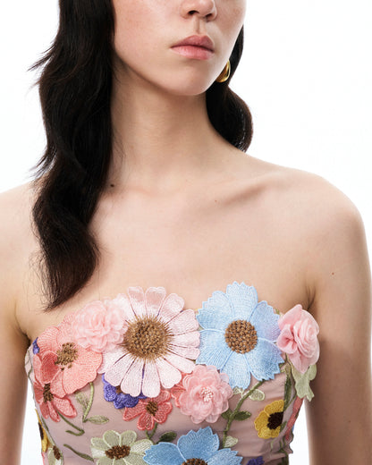 Odalys Floral Embroidered Mini Dress - Pastel Multi