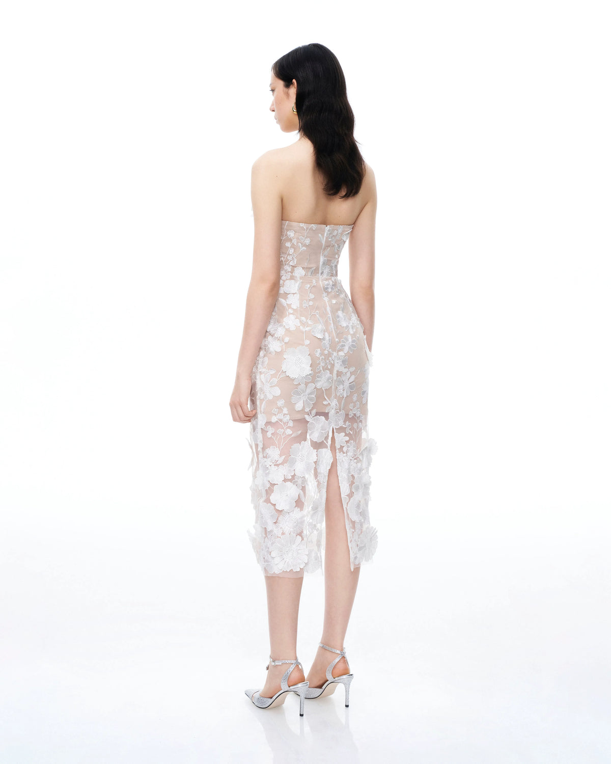 Lysandra 3D Floral Embroidered Maxi Dress - White