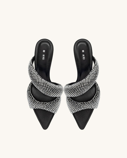 Sara Mule Artificial Crystal - Black