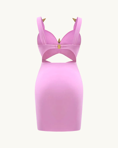 Mini Dress with Star Details - Pink