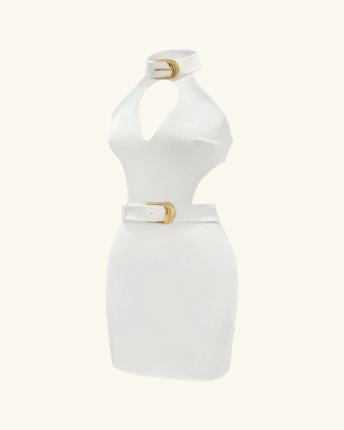 Gabriella Belted Cutout Halter Mini Dress - Ivory