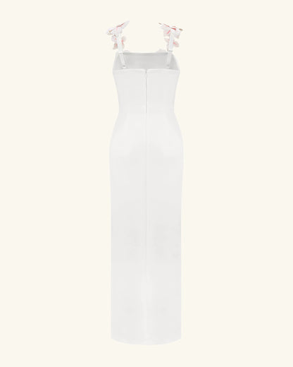 Flower Embroidered Dress - White/Pink
