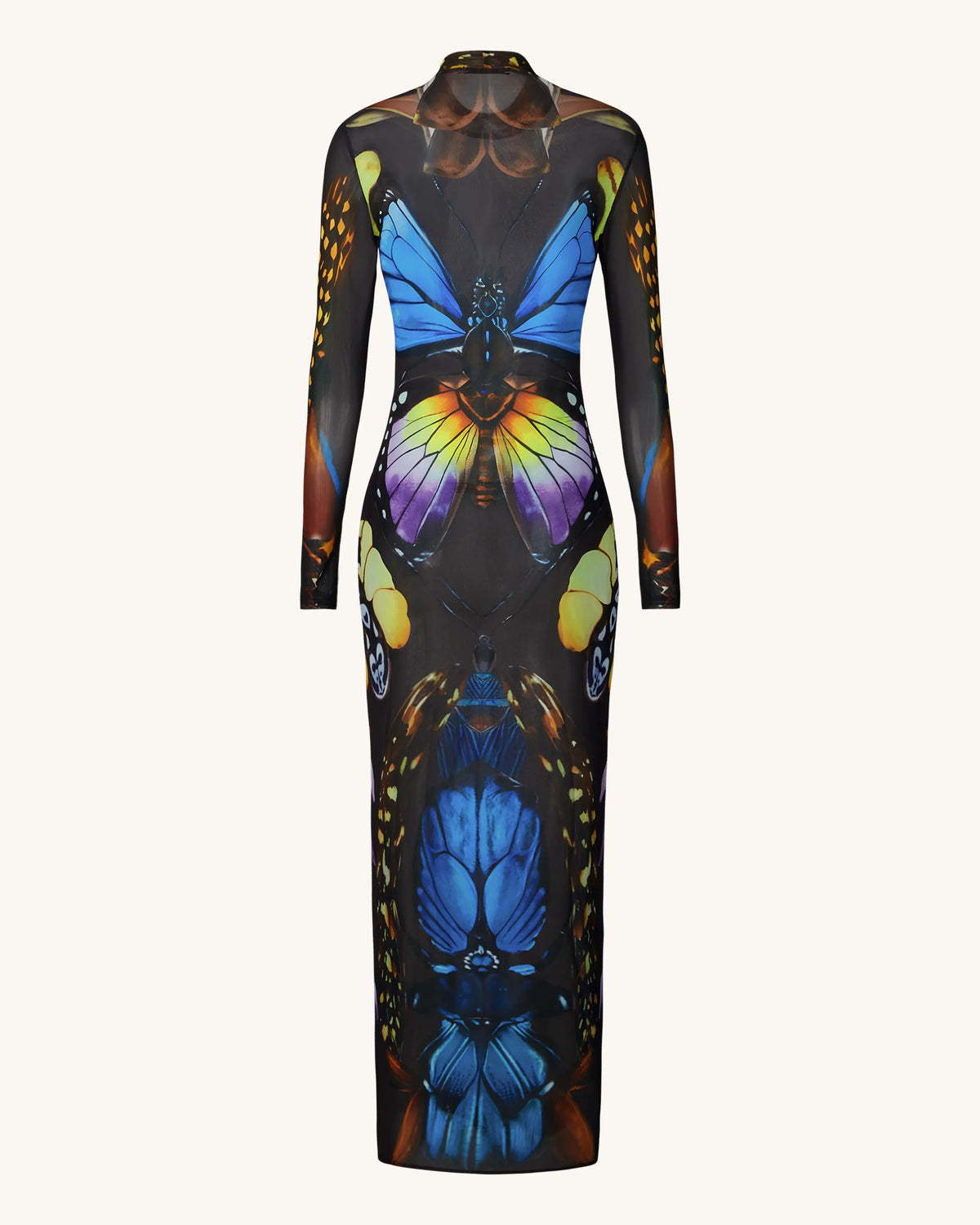 Butterfly Mesh Maxi Dress - Multicolor