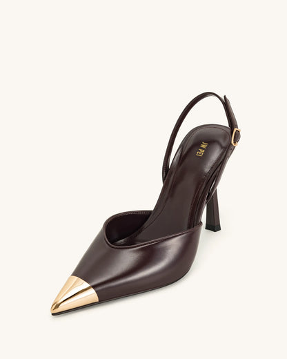 Savannah Gold Tipped Slingback Pumps - Burgundy