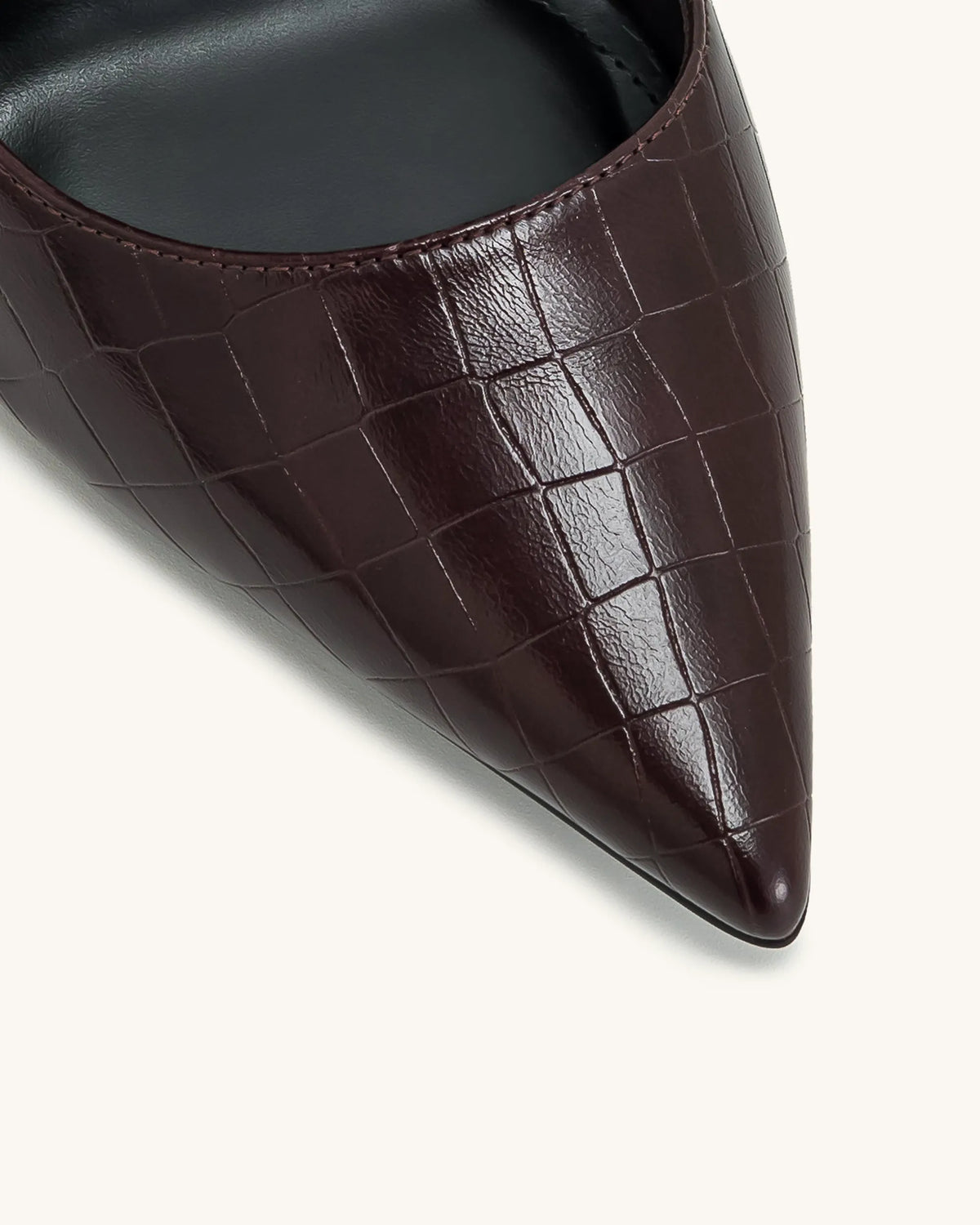 Leah Croc-Embossed Ankle Strap Heels - Burgundy