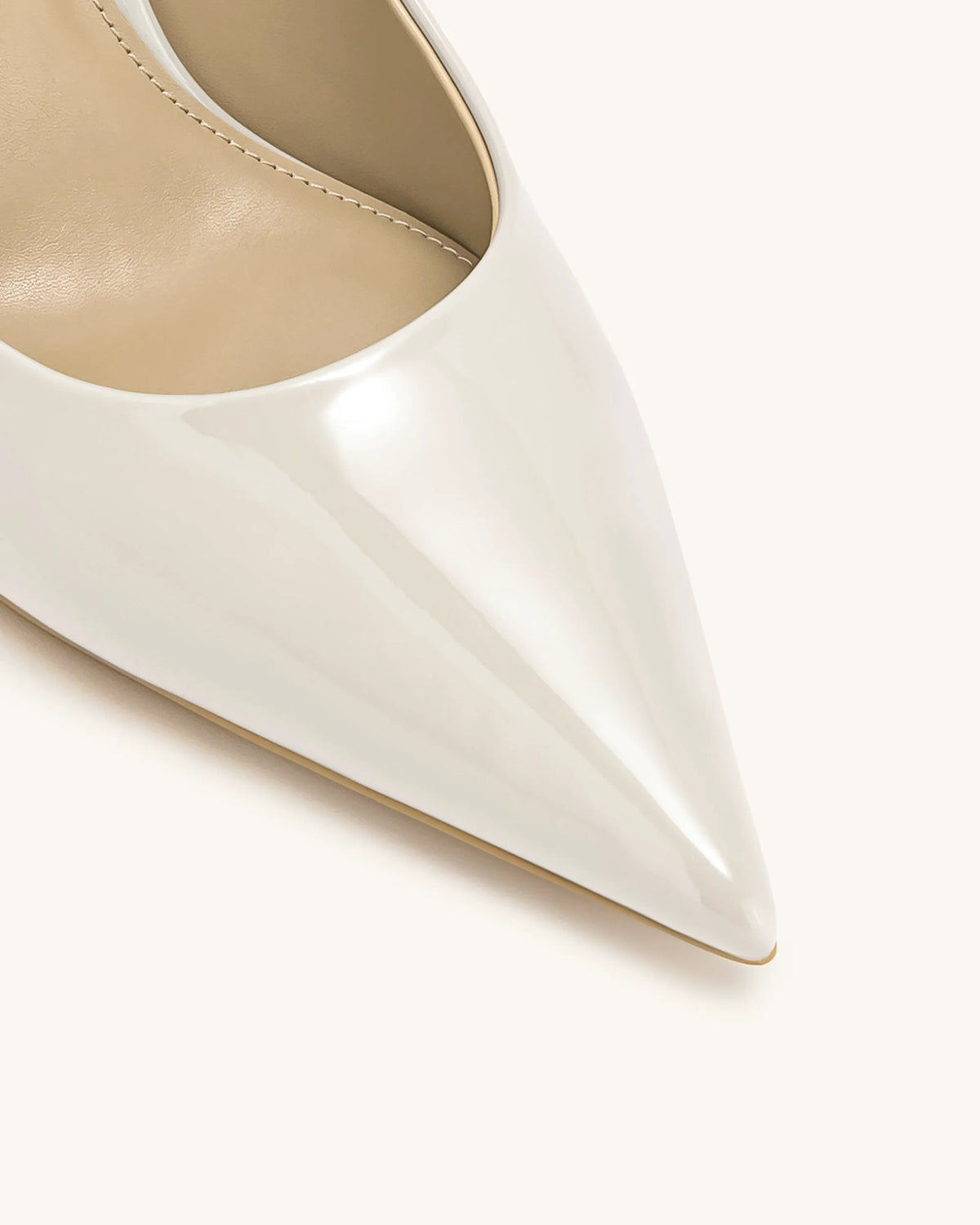 Thalina Patent Leather Pumps - Beige