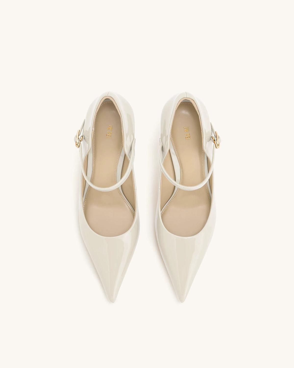 Thalina Patent Leather Pumps - Beige