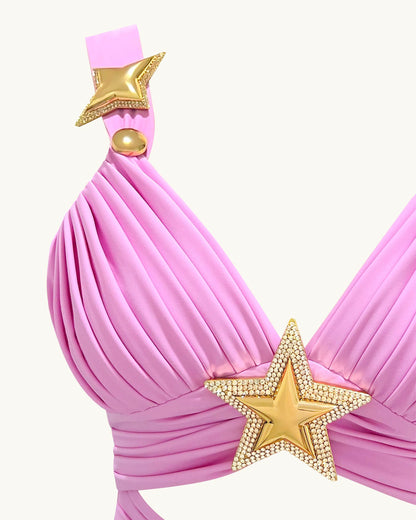 Mini Dress with Star Details - Pink