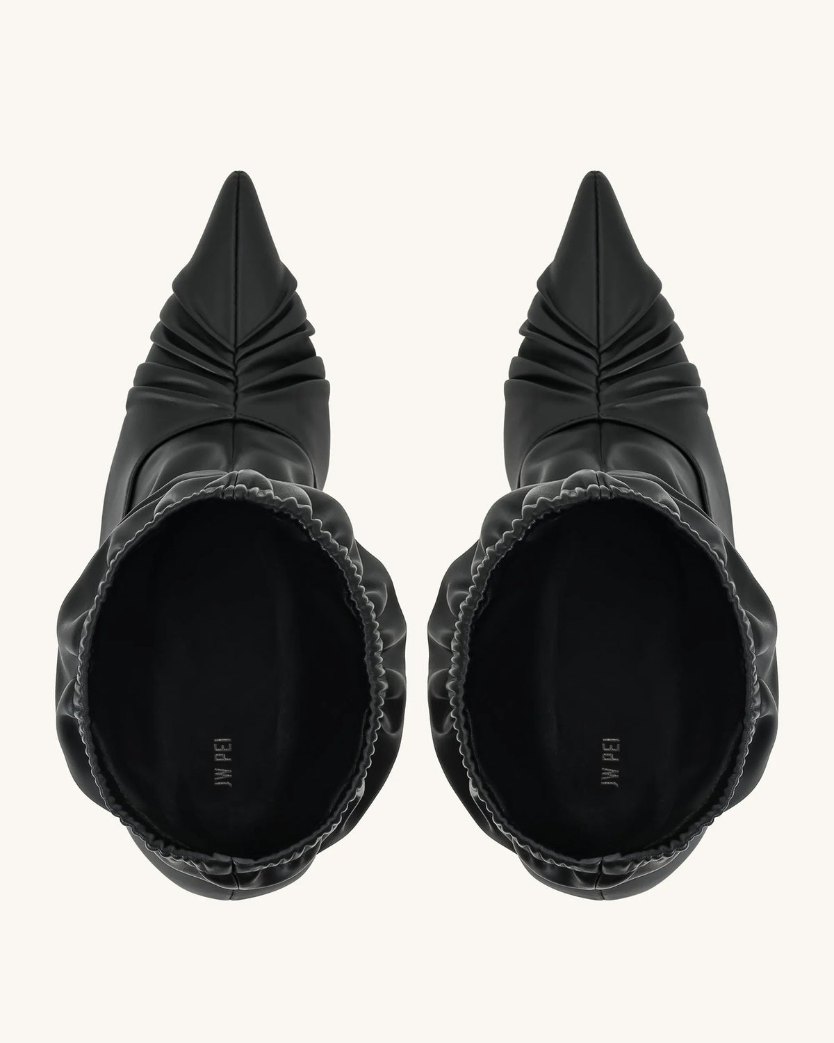 Joanne Paneled Detailing leather Ankle Boots - Black