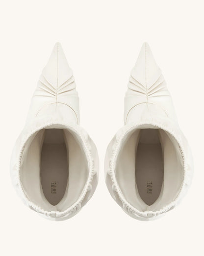 Joanne Paneled Detailing leather Ankle Boots - White
