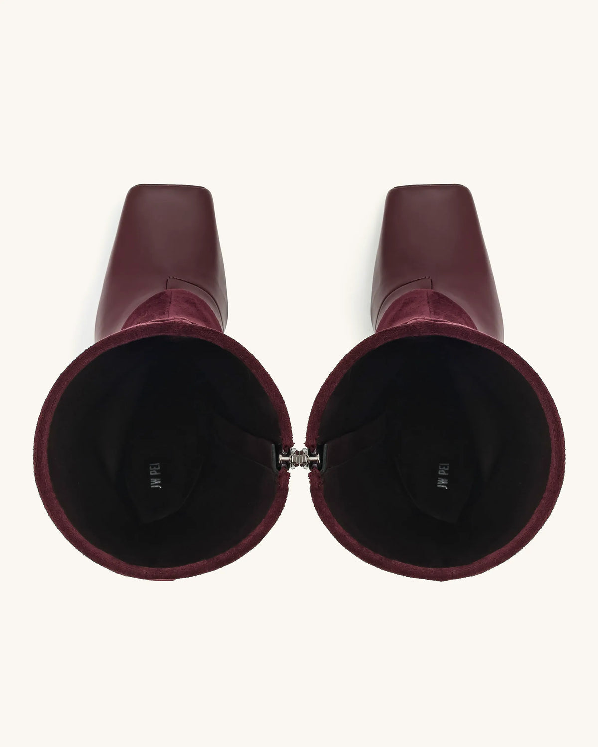 Reyna Square Toe Platform Knit Boots - Claret Red