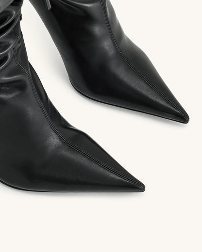 Olivia Leather High Heel Boots - Black
