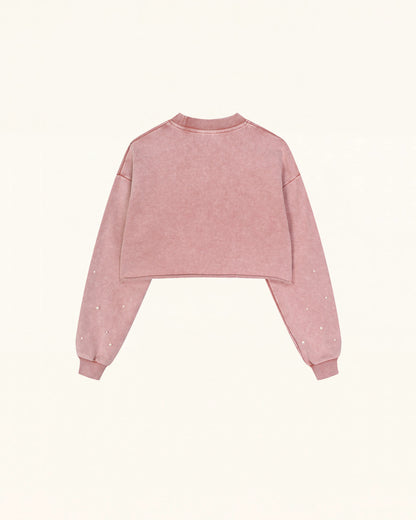 Sparkle Fireworks Cropped Sweatshirt - Bubblegum Pink
