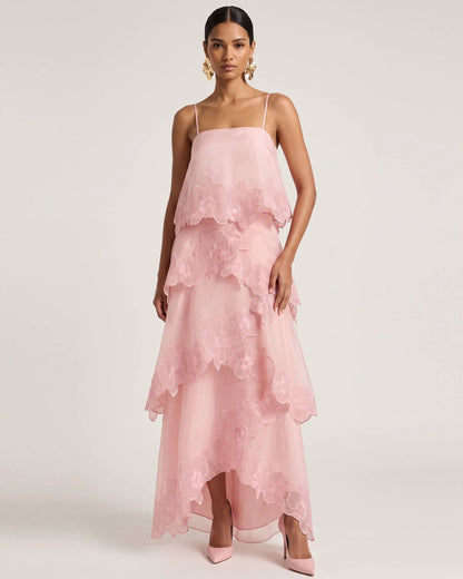 Orchid Embroidered Layered Maxi Dress - Blush Powder