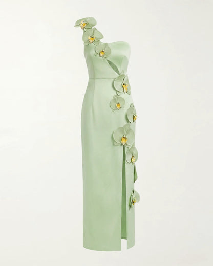 Orchid Embellished Cutout Slit Maxi Dress - Pistachio Green