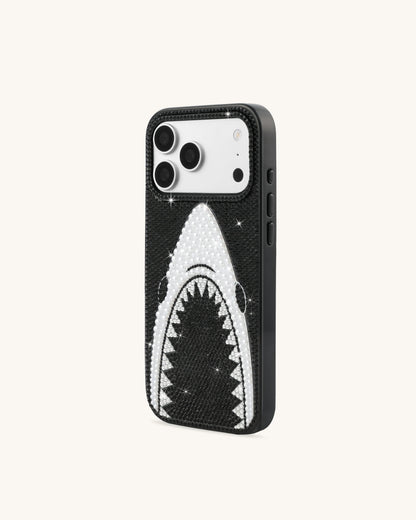 Shark Mouth Pearl Phone Case - Black
