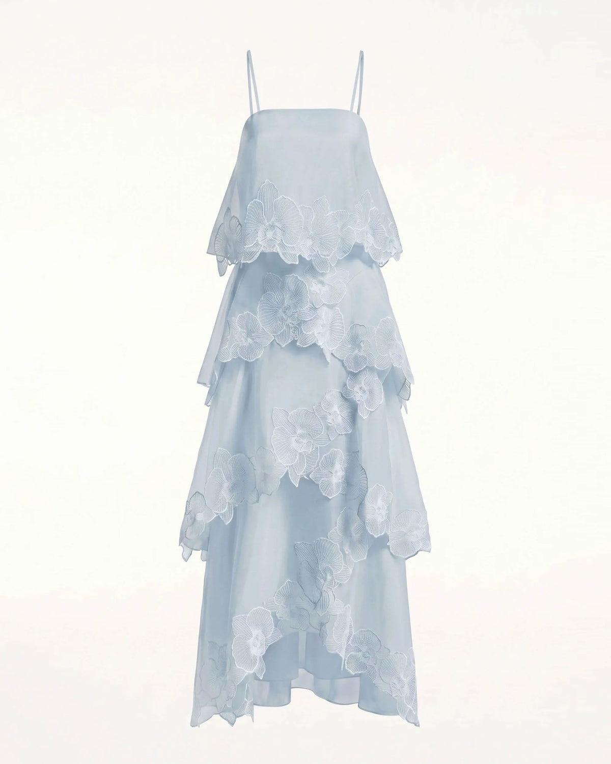Orchid Embroidered Layered Maxi Dress - Light Blue
