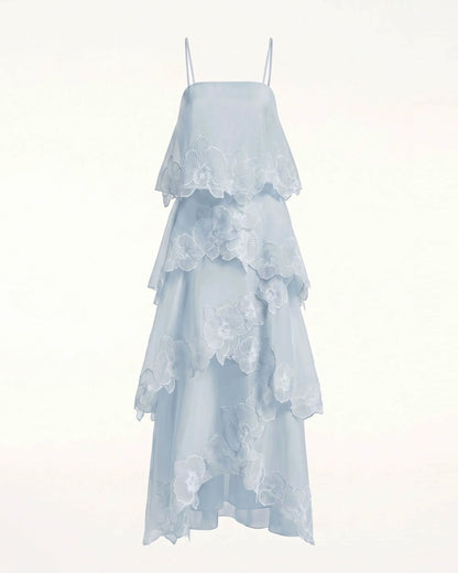 Orchid Embroidered Layered Maxi Dress - Light Blue
