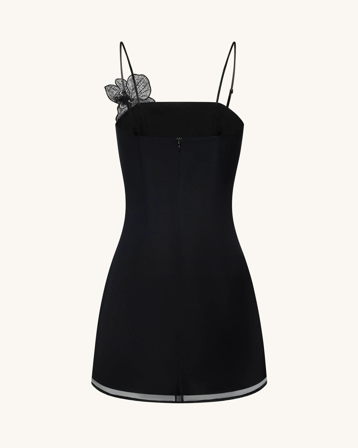 Orchid Appliqué Mini Dress - Black/Silver
