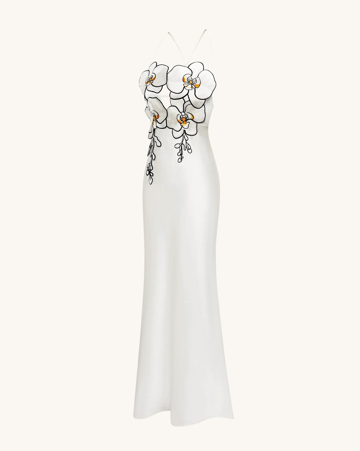 Orchid Embroidered Dress - White/Black