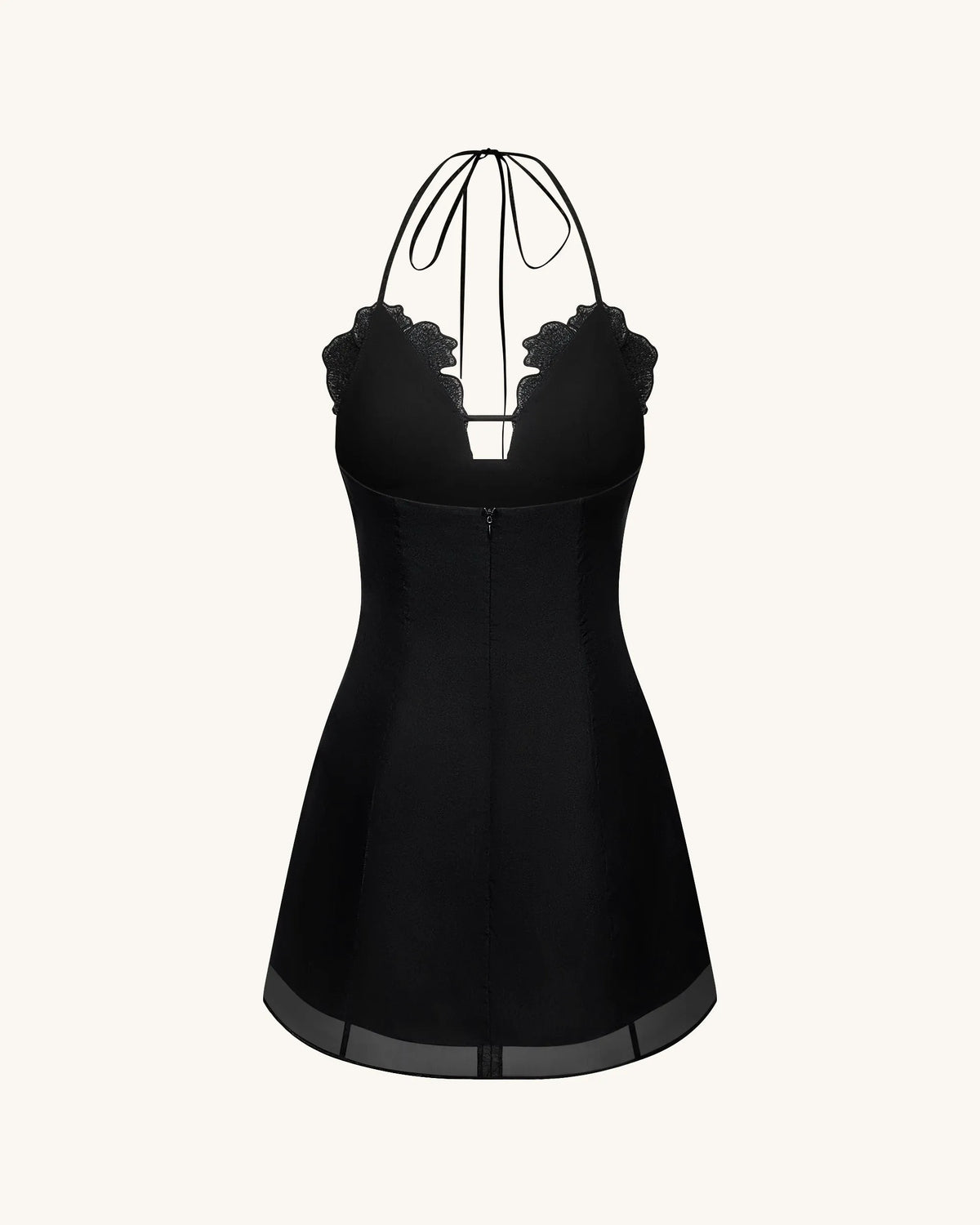 Flower Embroidered Mini Dress - Black
