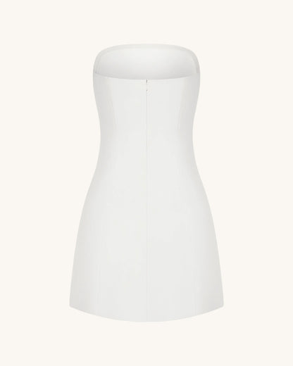 Orchid Appliqué Strapless Dress - White