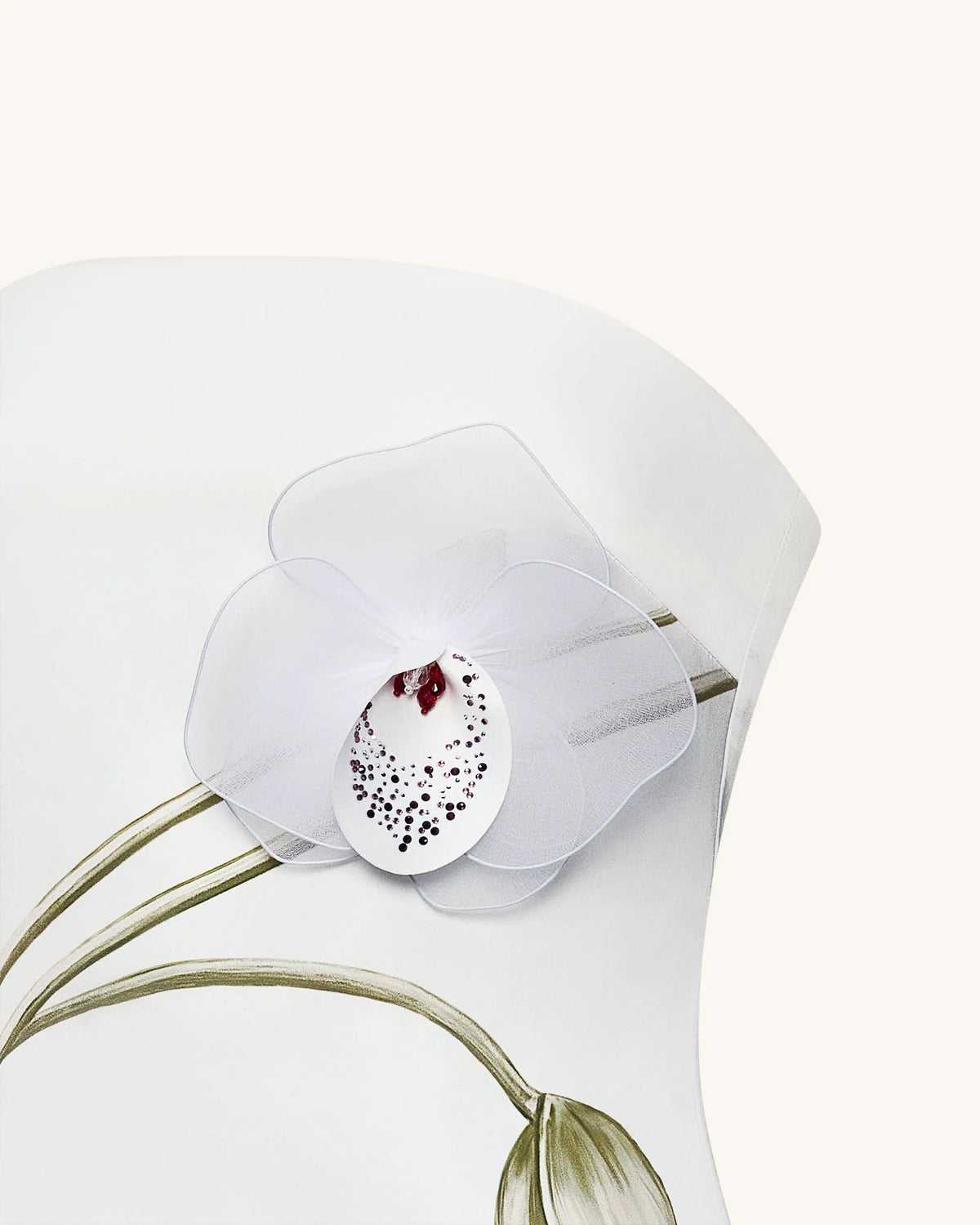 Orchid Appliqué Strapless Dress - White
